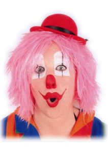 Pruik Clown Touwtjes Roze Haar