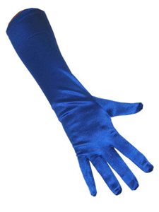 Handschoenen Satijn Stretch Luxe 40 cm Blauw
