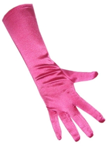 Handschoenen Satijn Stretch Luxe 40 cm Hard Roze