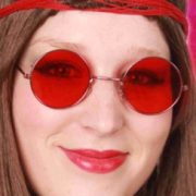 Hippie Uilebril Rood Glas