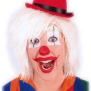Pruik Clown Touwtjes Wit