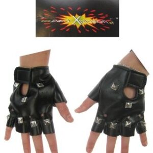 Punk Handschoenen Skai+Vierkant Nippels
