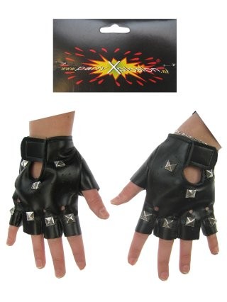 Punk Handschoenen Skai+Vierkant Nippels