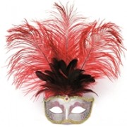 Venetiaans Oogmasker Grote Veer Rood