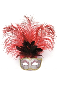 Venetiaans Oogmasker Grote Veer Rood