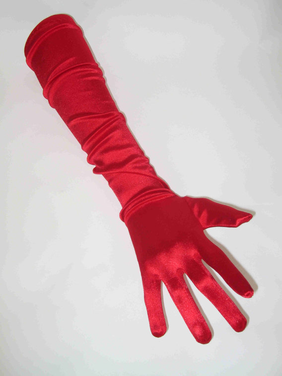 Handschoenen Satijn Rood 48 Cm