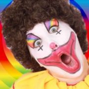 Pruik Clown Bruine Krullen