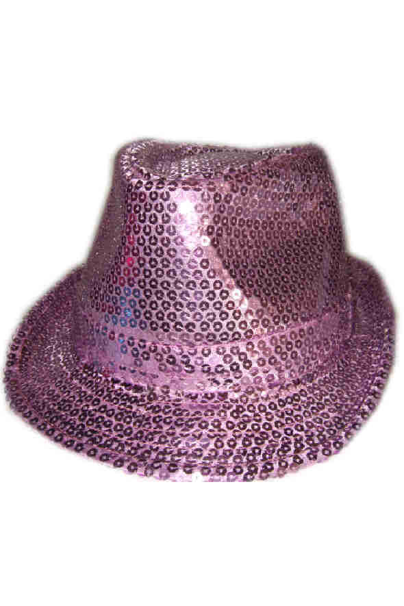 Gangster Hoed Pailletten Lila