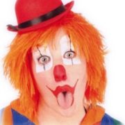 Pruik Clown Touwtjes Oranje Haar
