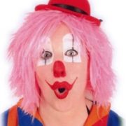 Pruik Clown Touwtjes Roze Haar
