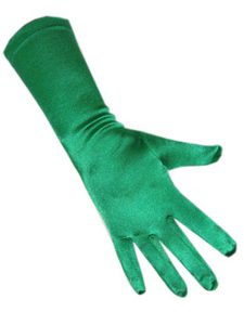Handschoenen Satijn Stretch Luxe 40 cm Groen