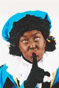 Zwarte Piet pruik dames met staartjes luxe