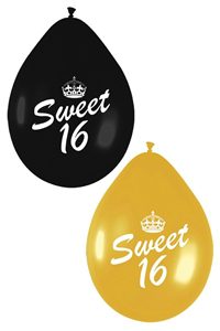 Ballonnen Sweet 16 Zwart Goud