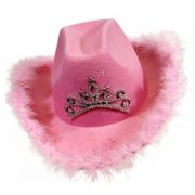 Cowboyhoed Kroon Roze Vilt
