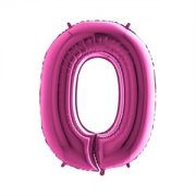 Folie Ballon Cijfer 0 Fuchsia 100 Cm