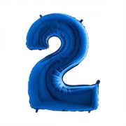 Folie Ballon Cijfer 2 Blauw 100 Cm