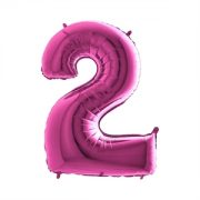 Folie Ballon Cijfer 2 Fuchsia 100 Cm