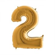 Folie Ballon Cijfer 2 Goud 100 Cm