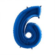 Folie Ballon Cijfer 6 Blauw 100 Cm