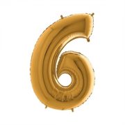 Folie Ballon Cijfer 6 Goud 100 Cm