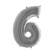 Folie Ballon Cijfer 6 Zilver 100 Cm