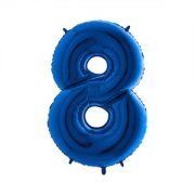 Folie Ballon Cijfer 8 Blauw 100 Cm