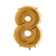 Folie Ballon Cijfer 8 Goud 100 Cm