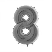 Folie Ballon Cijfer 8 Zilver 100 Cm