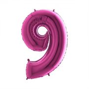 Folie Ballon Cijfer 9 Fuchsia 100 Cm