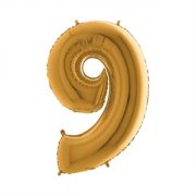 Folie Ballon Cijfer 9 Goud 100 Cm