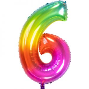 Folie Ballon Regenboog Cijfer 6 86 Cm