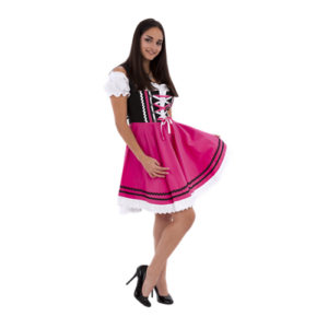 Dirndl Zwart Pink 2 Delig. 100% Katoen