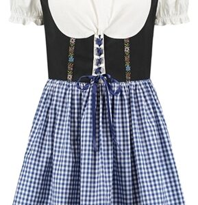 Jurkje Sexy Dirndl Zwart-Blauw Geblokt